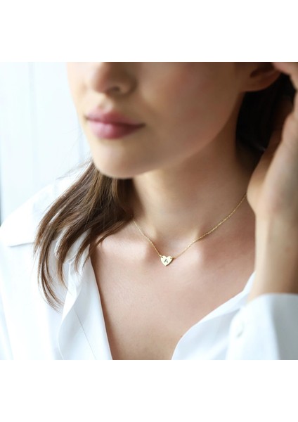 Kalp Harf Kişiye Özel 14 Ayar Altın Kolye