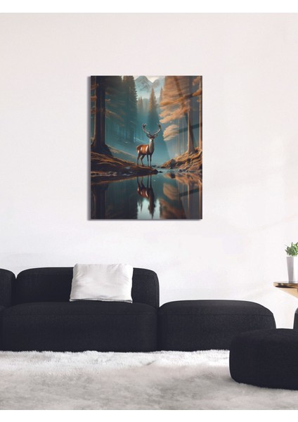 Doğa ve Geyik Cam Tablo - MOD050
