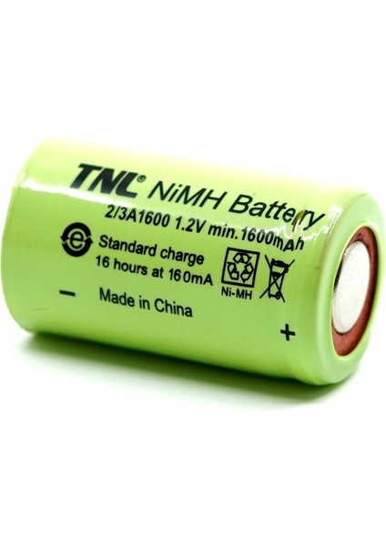 2/3A 1600MAH 1.2V Ni-Mh Şarj Edilebilir Pil