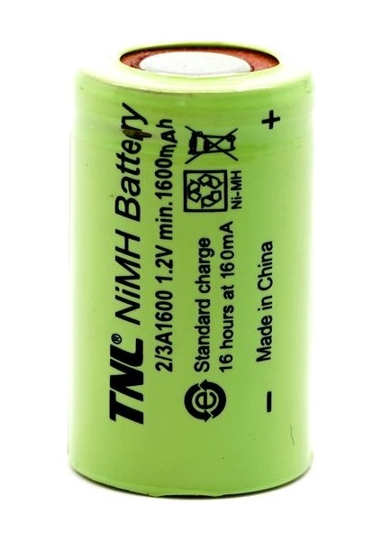 2/3A 1600MAH 1.2V Ni-Mh Şarj Edilebilir Pil