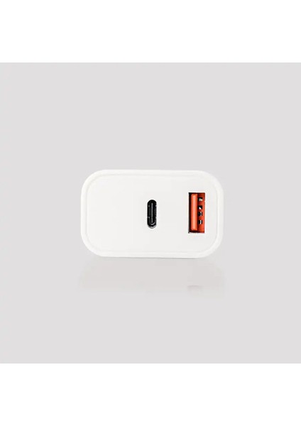 20W Pd3.0/quick Charge Qc3.0 Type Usb-C +Usb A Hızlı Beyaz Ev Şarj Adaptörü