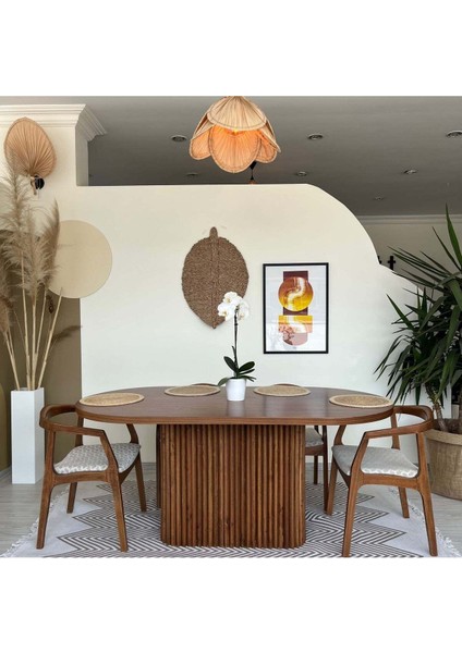 Luna Oval Ceviz Ahşap Bohem Masa 80X150 indirimleri