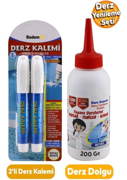 Derz Kalemi Derz Dolgu Yenileme Hızlı Kuruyan Su Bazlı Kokusuz Kalıcı Fayans Yenileme Kalem 3'lü Set