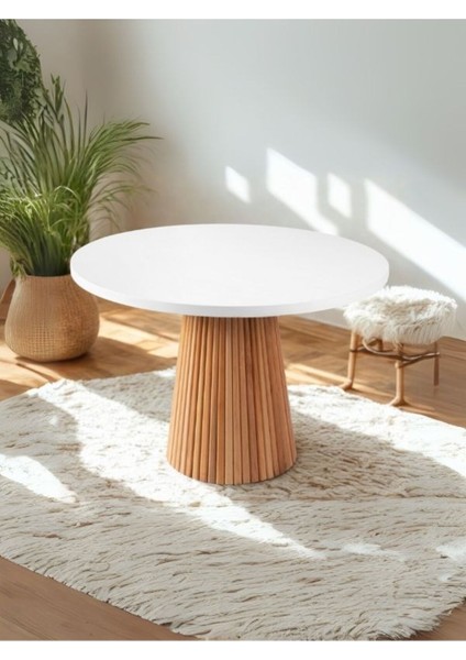 Milas Natural Ahşap Bohem Yemek Masası 100X100