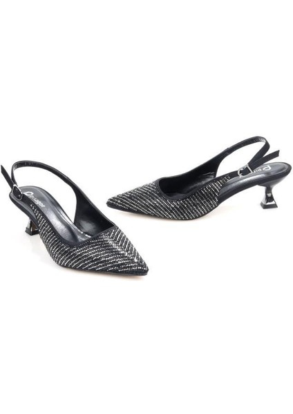 PS-32350 Kadın 4 cm Arkası Açık Taşlı Abiye Stiletto Ayakkabı fiyatları