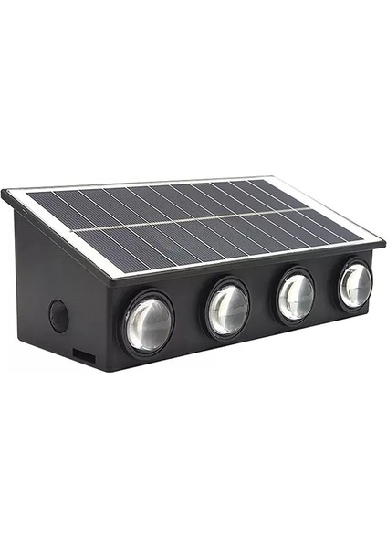 Güneş Enerjili Dış Mekân Duvar Apliği – 4 Led’li Solar Aydınlatma, Şarj Gerektirmeyen Otomatik Aplik