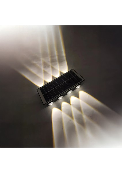 Güneş Enerjili Dış Mekân Duvar Apliği – 4 Led’li Solar Aydınlatma, Şarj Gerektirmeyen Otomatik Aplik