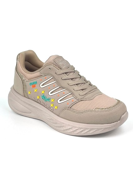 Kadın Bej Fileli Günlük Rahat Sneaker Spor Ayakkabı modelleri