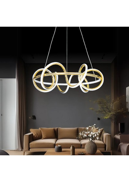 Aldent Gold Kaplama 3 Renk Ledli Modern Özel Tasarım Sarkıt Ledli Avize