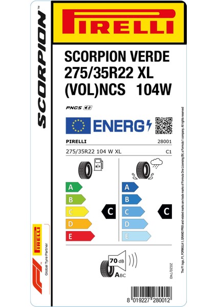 275/35 R22 104W Xl Vol Ncs Scorpıon Verde Oto Yaz Lastigi (Üretim Yılı:2024) fiyatları