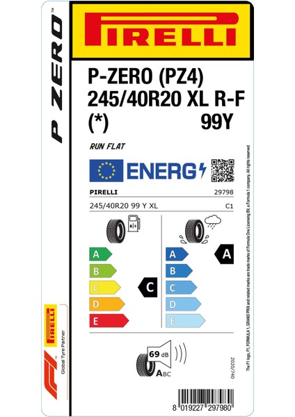 245/40 R20 99Y Xl Rft * P Zero Oto Yaz Lastigi (Üretim Yılı:2024) fiyatları
