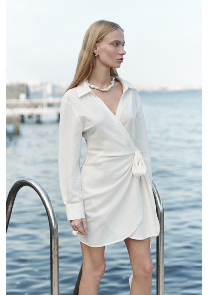 Gormelia Bağlamalı Ekru Elbise fiyatları