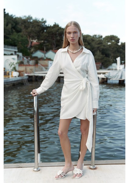 Gormelia Bağlamalı Ekru Elbise modelleri