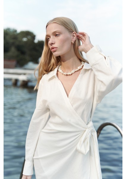 Gormelia Bağlamalı Ekru Elbise fırsatları