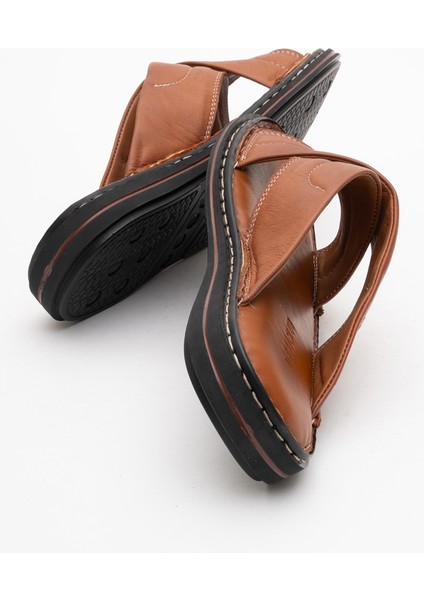 Erkek Çapraz Bantlı Terlik Gerçek Deri Dc 1170 Taba fırsatları