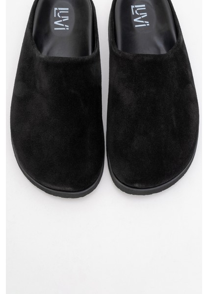 Space Siyah Süet Hakiki Deri Önü Kapalı Kadın Terlik fiyatları