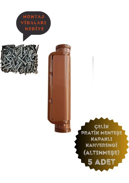 Pvc Pimapen Kapı Pencere Pratik Çelik Menteşe 80MM Kahve/altınmeşe