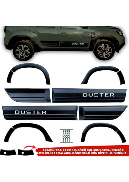 Dacia Duster Beyaz Yazılı Kapı ve Çamurluk Koruma Premium Dodik Seti 2018 ve Üstü