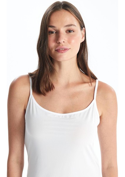 Kadın U Yaka Askılı Düz Jüpon modelleri