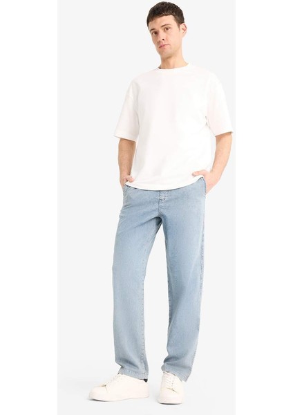 Yeni Sezon Yazlık Wide Leg Geniş Kalıp Beli Lastikli Geniş Paça Jean Kar Yıkamalı Pantolon modelleri