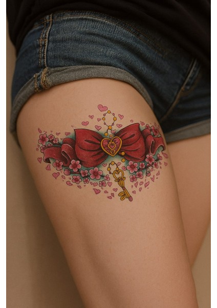 Kurdele Desenli Renkli Geçici Dövme