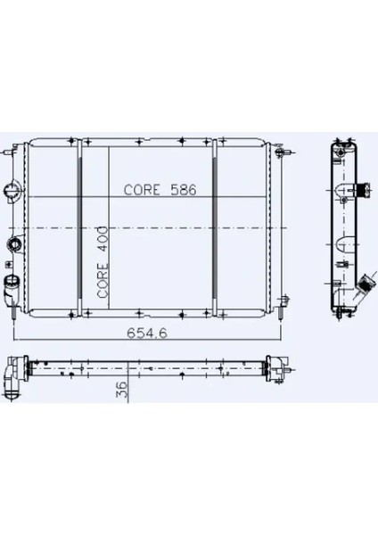 Motor Radyator Megane Scenıc 1,9d / Dt / Tdı Klımalı (2 Sıra Cu+Pl Sıstem) / (586X400X36)