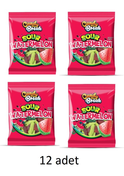 American Foods Candy Break Sour Watermelon Karpuz Aromalı Ekşi Yumuşak Şeker 113 gr X12ADET