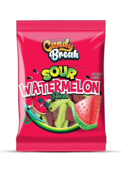 American Foods Candy Break Sour Watermelon Karpuz Aromalı Ekşi Yumuşak Şeker 113 gr X12ADET fırsatları