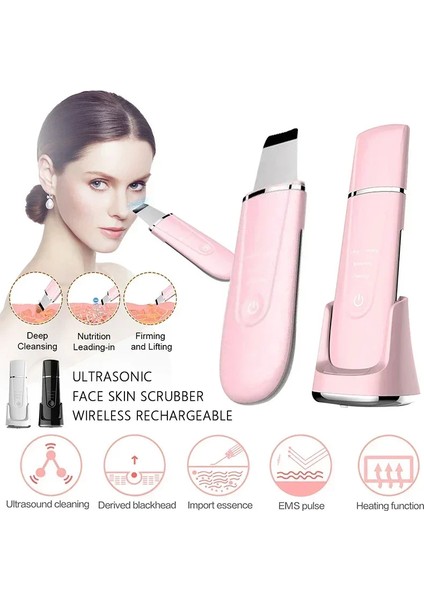 Ultrasonik Yüz Siyah Nokta Temizleme Cihazı Pembe Renk Elektrikli Ultrasonik Cilt Derinlemesine Temizleme Soyma Küreği Ultrason Temizleyici Güzellik Makinesi Yüz Cilt Bakımı Yüz Germe Makinesi fiyatları
