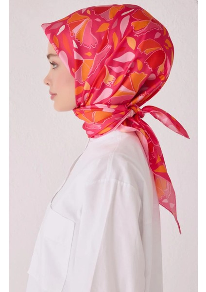 Tivil Saf Ipek Eşarp 4049-50 Pembe Karışık Desen modelleri