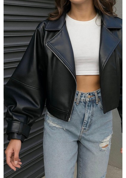 Suni Deri Balon Kol Biker Ceket fiyatları
