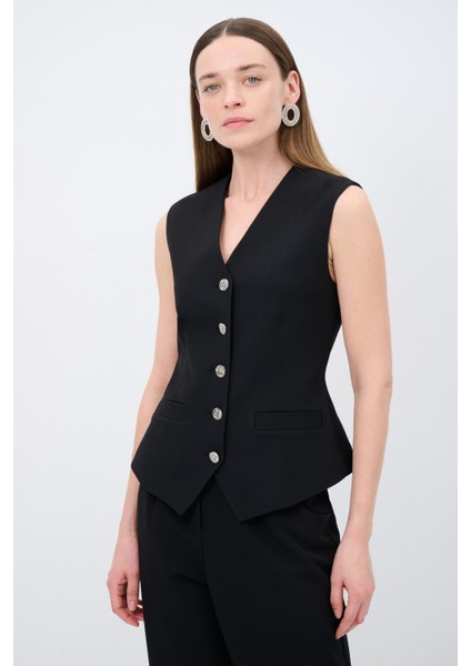 Gabardin Yelek Siyah 179L9404000