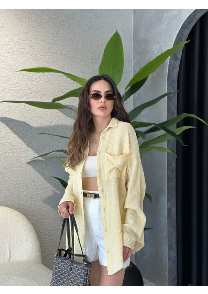 Müslin Kumaş Oversize Gömlek