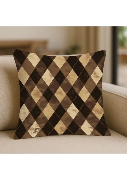 Kilim Tarz Bordo Desenli Kırlent Kılıfı – 43X43 Cm, Çift Taraflı, Fermuarlı, Yıkanabilir