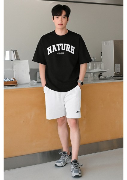 Erkek Tişört Baskılı Oversize T-Shirt Pamuklu Tişört Nature-Oversize modelleri