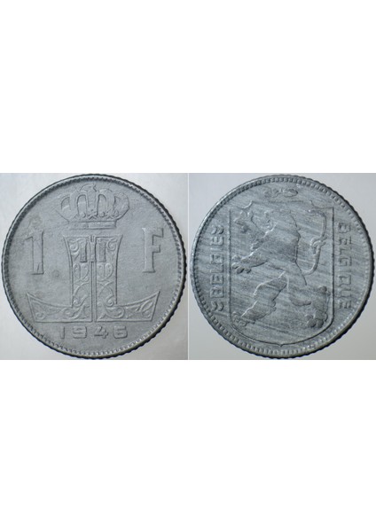 Belçika 1 Frank 1946 Çinko Para.