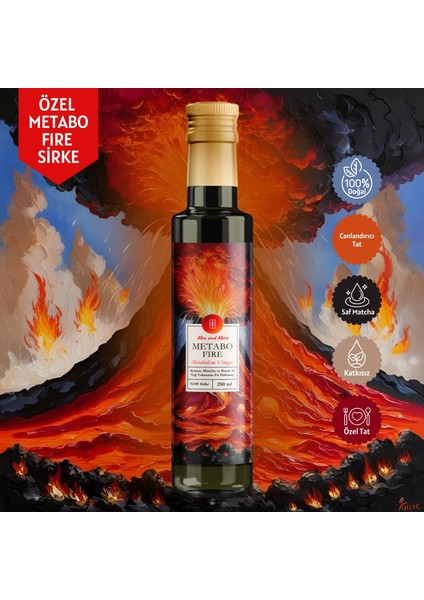 Metabo Fire Sirke – Ananas, Matcha ve Kayısı Özlü Doğal Sirke, 250 ml