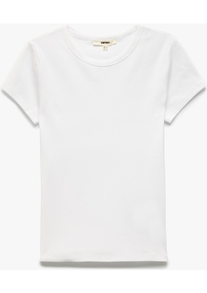 Yeni Sezon Slim Fit Pamuklu Kısa Kollu Bisiklet Yaka Kadın Basic Tişört