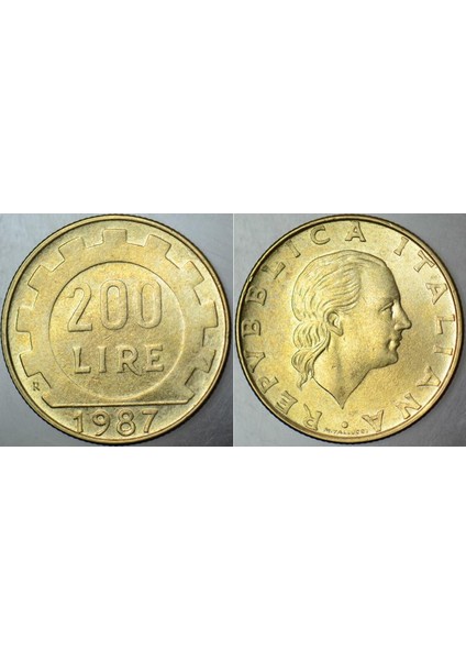 Italya 200 Liret 1987 Çilaltı Kondisyon.