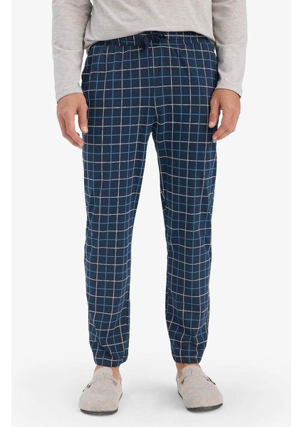 Yeni Sezon Regular Fit Pijama Takımı Uzun Kollu Üst Kareli Uzun Alt fırsatları