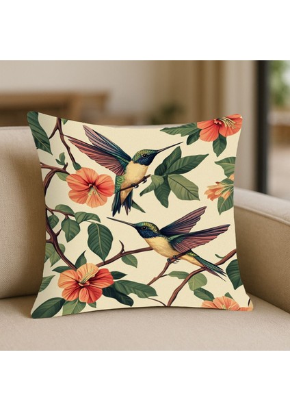 Vintage Tarz Sarı Desenli Kırlent Kılıfı – 43X43 Cm, Çift Taraflı, Fermuarlı, Yıkanabilir