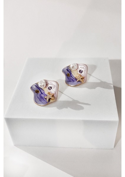 Taşlı Deniz Yıldızı ve Inci Detaylı Mineli Küpe modelleri