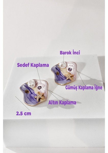 Taşlı Deniz Yıldızı ve Inci Detaylı Mineli Küpe indirimleri