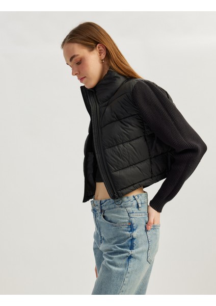 Yeni Sezon Dik Yaka Slim Fit Fermuarlı Uzun Kollu Ceket