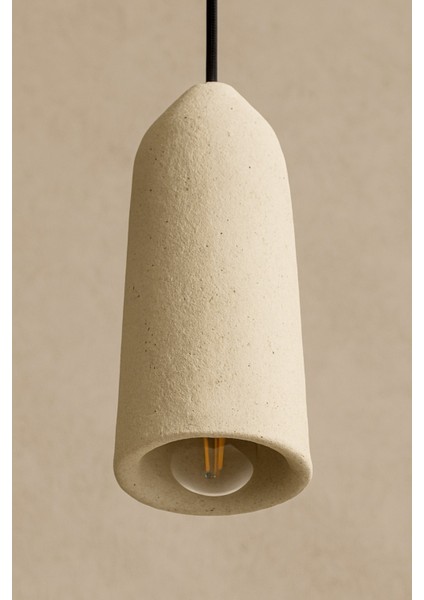 Doğal Doku Beton Sarkıt Avize, Açık Taş Rengi, El Yapımı Minimal Tavan Aydınlatması, 40X15 cm fırsatları