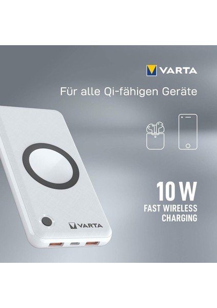 Wireless Power Bank 20.000 Mah Kablosuz Şarj Destekli Acil Durum Ekipmanı Uzun Şarj