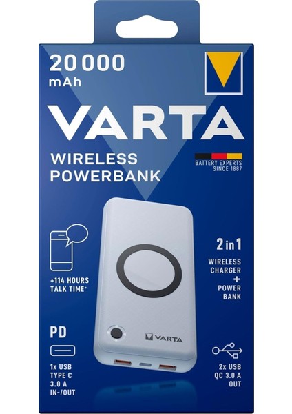 Wireless Power Bank 20.000 Mah Kablosuz Şarj Destekli Acil Durum Ekipmanı Uzun Şarj