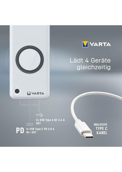 Wireless Power Bank 20.000 Mah Kablosuz Şarj Destekli Acil Durum Ekipmanı Uzun Şarj