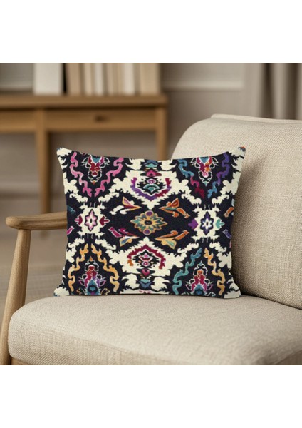 Etnik Desenli Pamuklu Kırlent Kılıfı