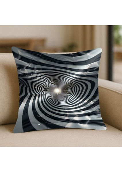 Soyut Tarz Turuncu Desenli Kırlent Kılıfı – 43X43 Cm, Çift Taraflı, Fermuarlı, Yıkanabilir